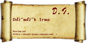 Dömök Irma névjegykártya